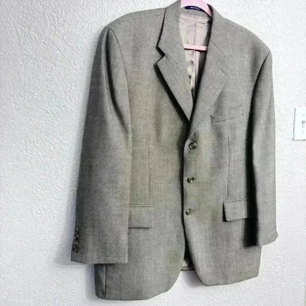 Ralph Lauren Houndstooth Silk Wool Blend Sport Blazer Jacket - Size 44R